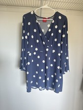 OSCAR Oscar De La Renta   Blue /White Polka Dot Blouse/Tunic~ XL