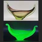 Vintage Abstract Murano Glass 12" Vaseline Uranium Sommerso Bowl