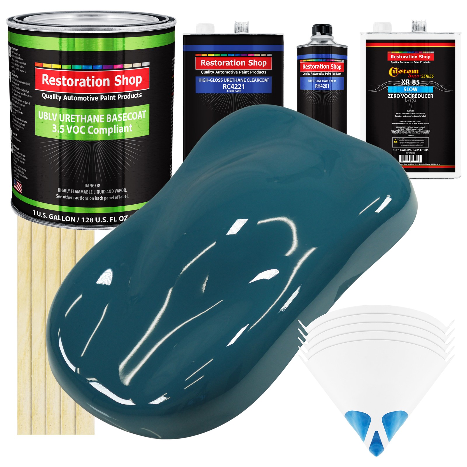 Low VOC Blue Auto Paint Kit with Urethane Basecoat and Clearcoat – 1 Gallon  