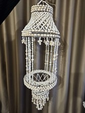 Vintage Boho Sea Shell Plant Holder Chandelier Large Hanging Basket Home Decor