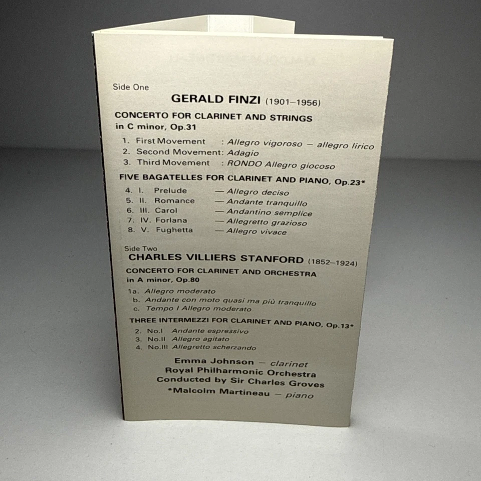 Emma Johnson - Finzi & Stanford - Clarinet Concertos - Cassette Tape - Image 2 of 4