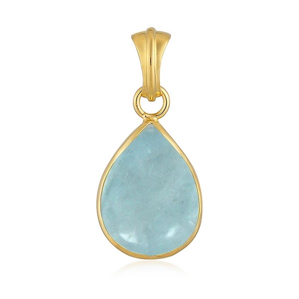 Cavill AnhäNger Silber 925 Vergoldet Aquamarin 18Ct Tropfen Damen Schmuck-image