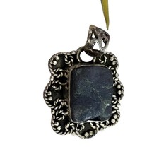 NWOT Gemstone Pendant Sterling Silver 925 Druzy 1"