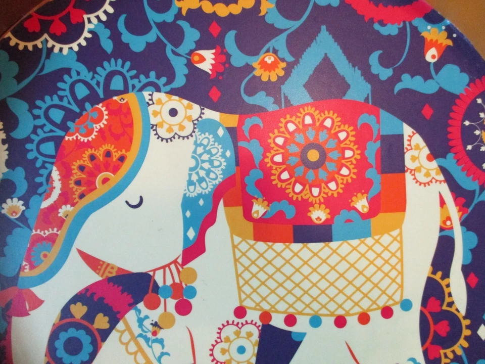 Chumbak Yellow Regal Elephant Printed Round Tray - Image 4 of 4