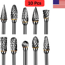 1/4'' 1/8"Double Cut Tungsten Steel Carbide Rotary Burr Die Grinder Shank BitSet