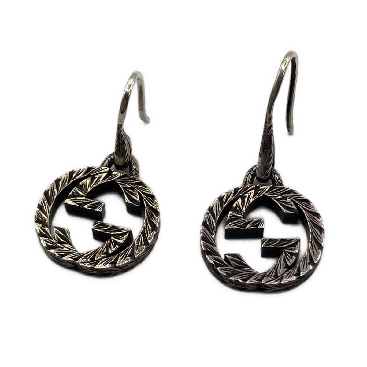Boucles d'oreilles GUCCI imbriquées G argent accessoires femme haut 2 cm x 1,7 cm
