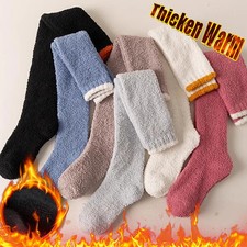 Fashion Fleece Knee Socks Women Winter Warm Plush Leg Warmer Solid Color Thigh