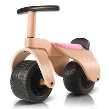 Wooden Baby Balance Bike 1 Year Old, Wide Wheels for Stable and Smooth Pink