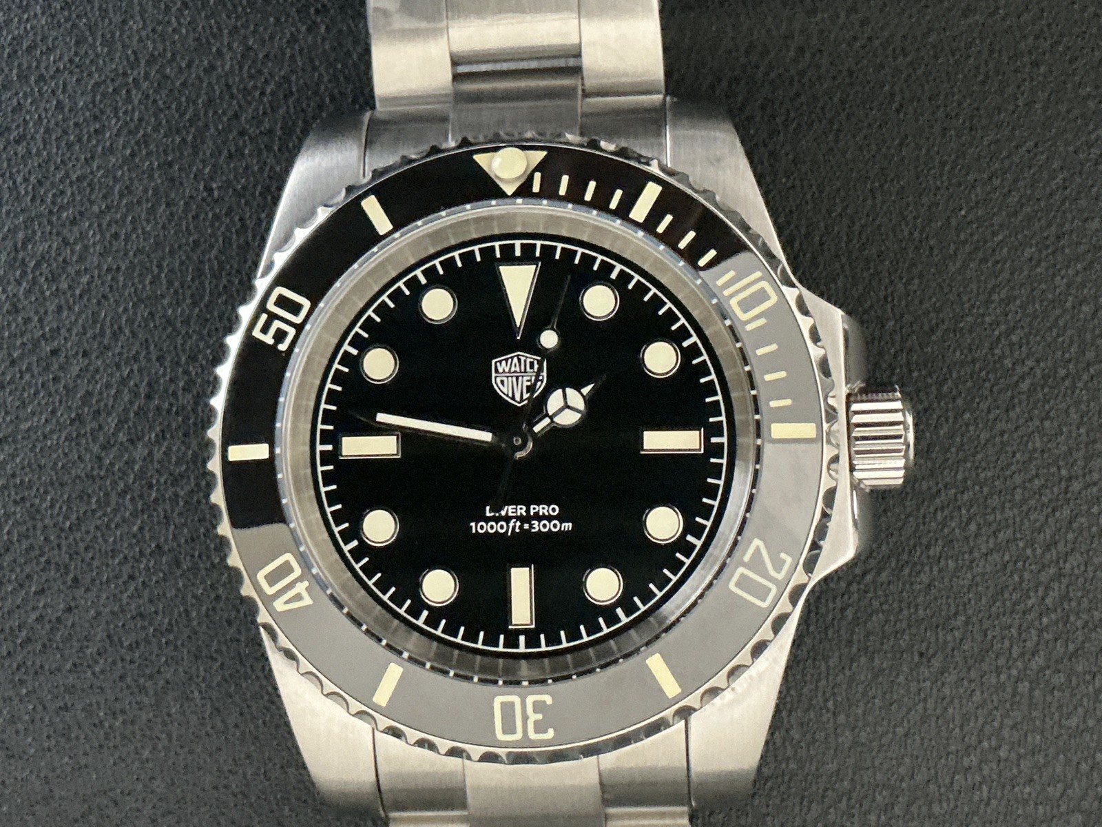 Watchdives Diver Pro 300m Quartz Sapphire Black Dial Watch WD1680Q