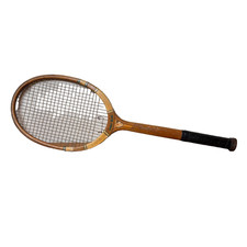 Vintage Tennis Racket Wooden Grays Of Cambridge Light Blue Early Model Rare