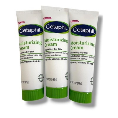 Cetaphil Moisturizing Cream 3 Pack Dry Sensitive Skin 48Hr Hydration 3 oz Set