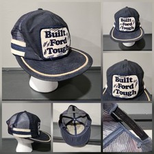 VTG 80s Ford Built Tough 3 Stripe USA Made Trucker Mesh Snapback Hat Cap