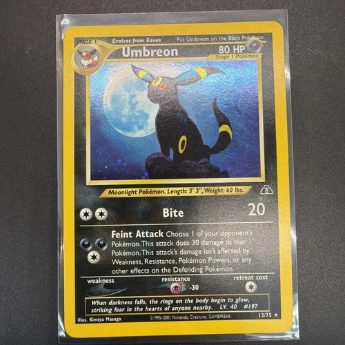 Pokemon TCG Umbreon 13/75 Neo Discovery Unlimited Holo Eng (Front NM Back VG)
