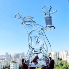 Slanted mouth Recycler rig Percolator Glass Water pipe Smoking bong 14mm dabber