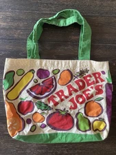 Trader Joes Shopping Bag Reusable Canvas Grocery Colorful Fruit Vegetable USA
