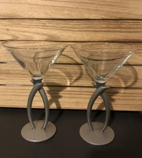 Bombay Sapphire Gin Collector Cocktail Martini Glasses Coupes Aluminum Stem