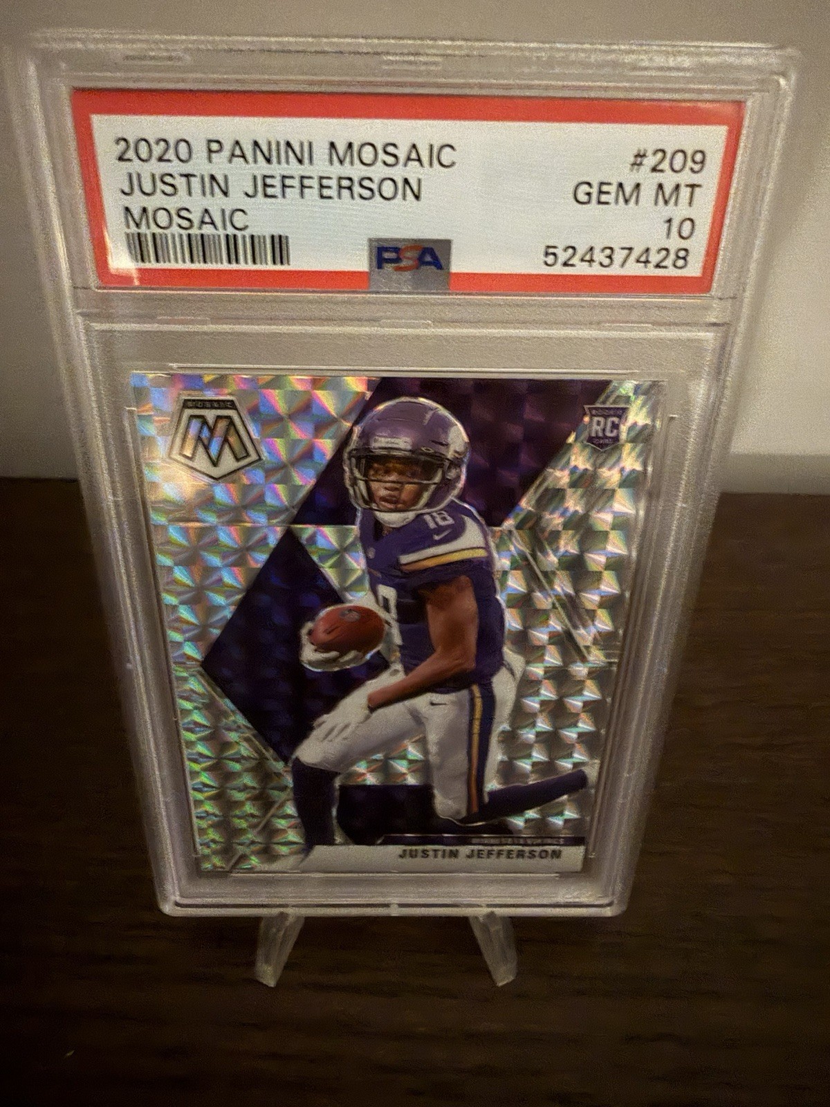 Panini 2020 Mosaic Justin Jefferson Vikings #209 Rookie Mosaic Prizm PSA 10