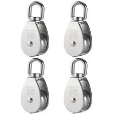 YAMASO,4Pcs 304 Stainless Steel M50 Silver Single Pulley Block Wire Rope Hang...