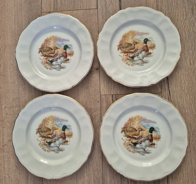 ASSIETTES LUNÉVILLE A DÉCOR DE CANARDS LOT DE 4 - Photo 1/4
