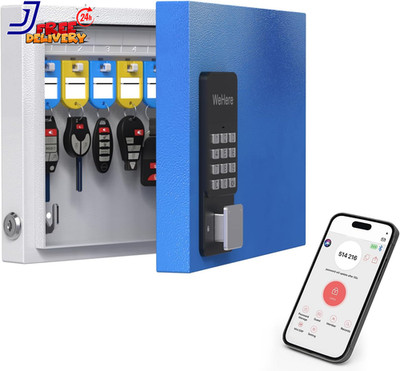 16 Key Lock Box Wall Mount Smart Key Cabinet with Key Tags Bluetooth App Control