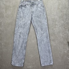 Vintage Levis 501 Jeans 30x32 Gray Acid Wash Made USA Button Fly Straight Leg