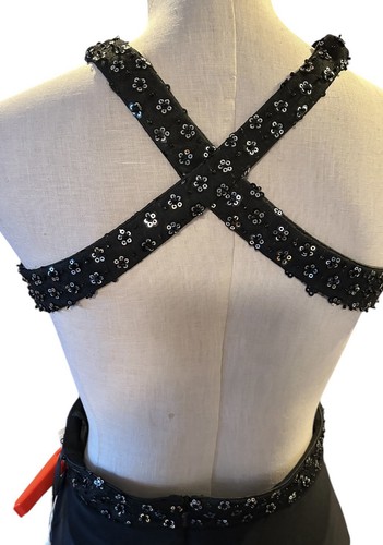 Mac Duggal Black Floral Sequin Criss Cross Slit Dress Gown Prom Size 4 #68166 - Picture 8 of 8