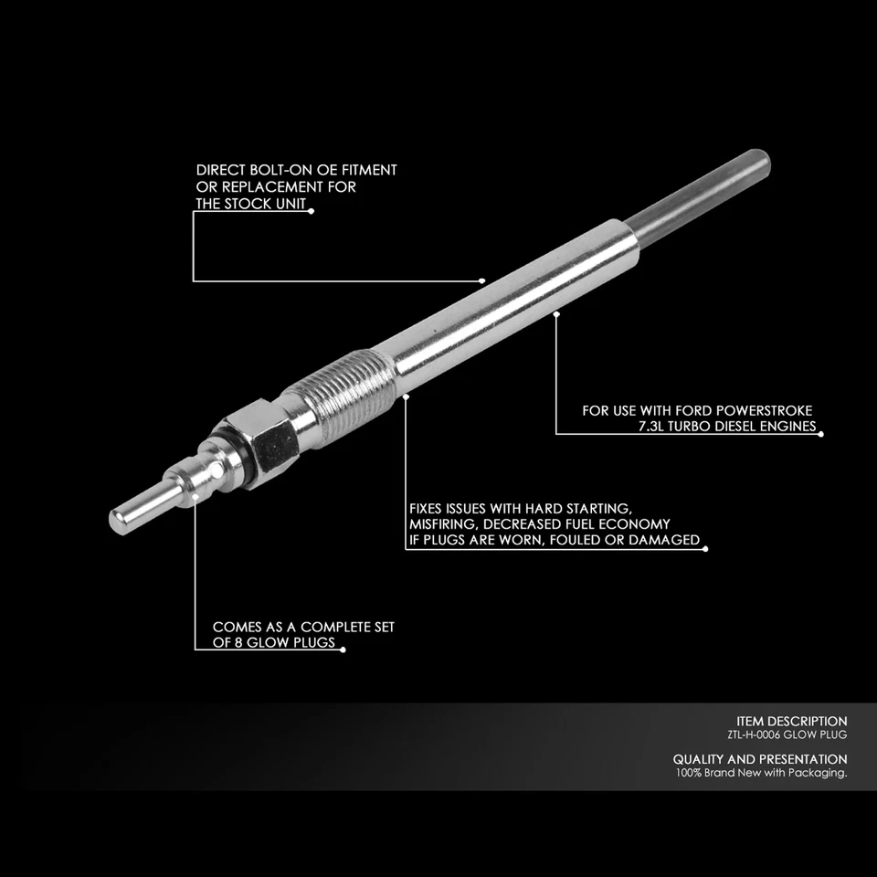 PARA 94-03 FORD F250 F350 F450 F550 SUPER DUTY 7,3 L TURBO DIÉSEL 8 PIEZAS BUJÍAS INCANDESCENTES Foto 2 de 4