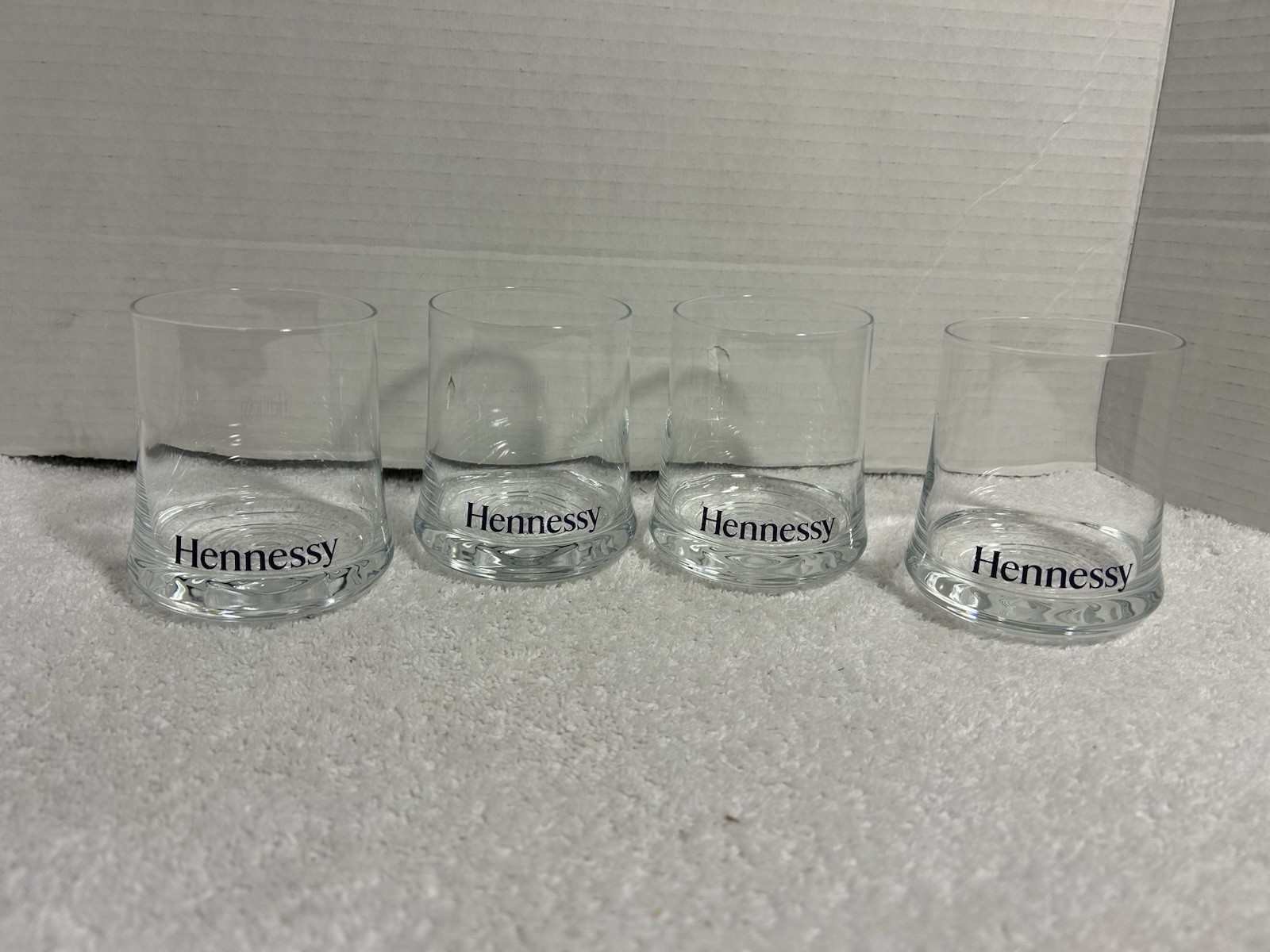 4 - HENNESSY Cognac Snifter Glasses 8 oz - Spiral Base - Purple Logo CCC