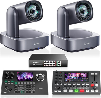 4K PTZ Camera Bundle/Kit - 2-Pack 12X Optical Zoom NDI AI Cameras (LAN/HDMI/USB3