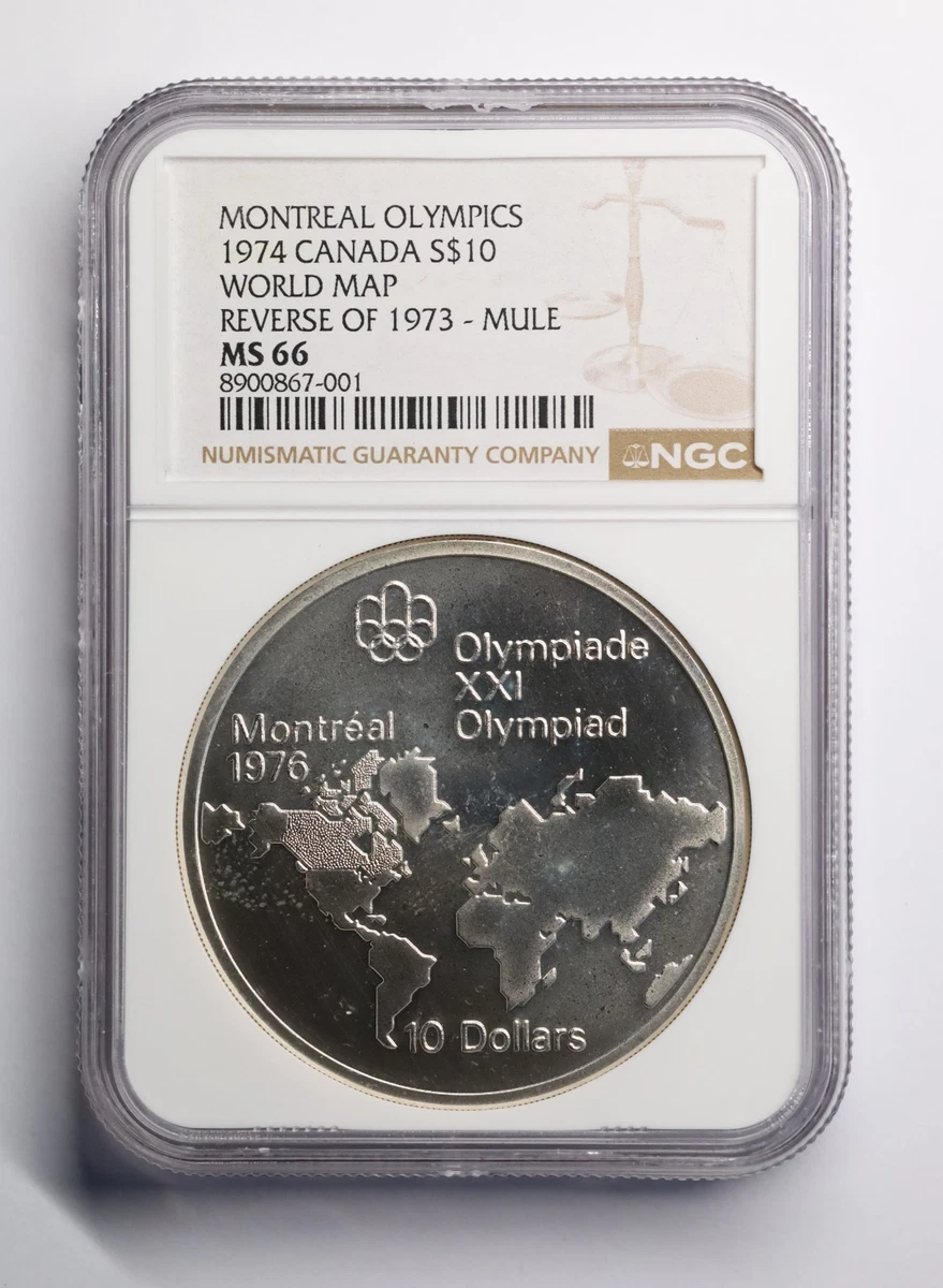 1974 CANADA MONTREAL OLYMPICS $10 REVERSE of 1973 MULE - NGC MS66