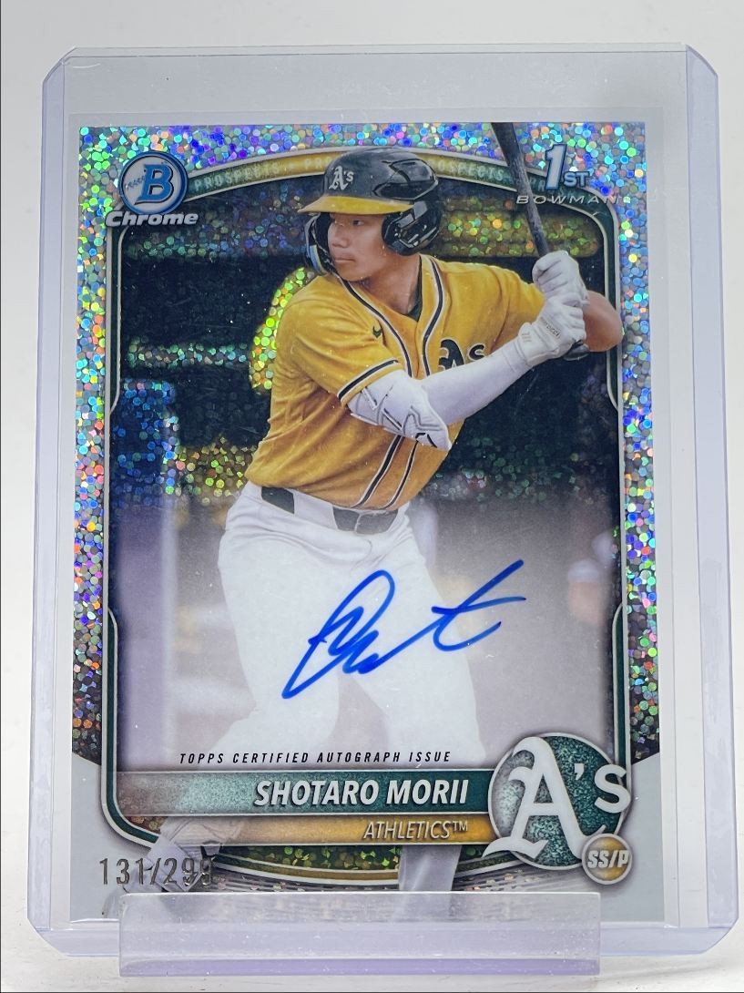 SHOTARO MORII 2025 BOWMAN CHROME 1ST SPECKLE REFRACTOR AUTO /299 Q4078