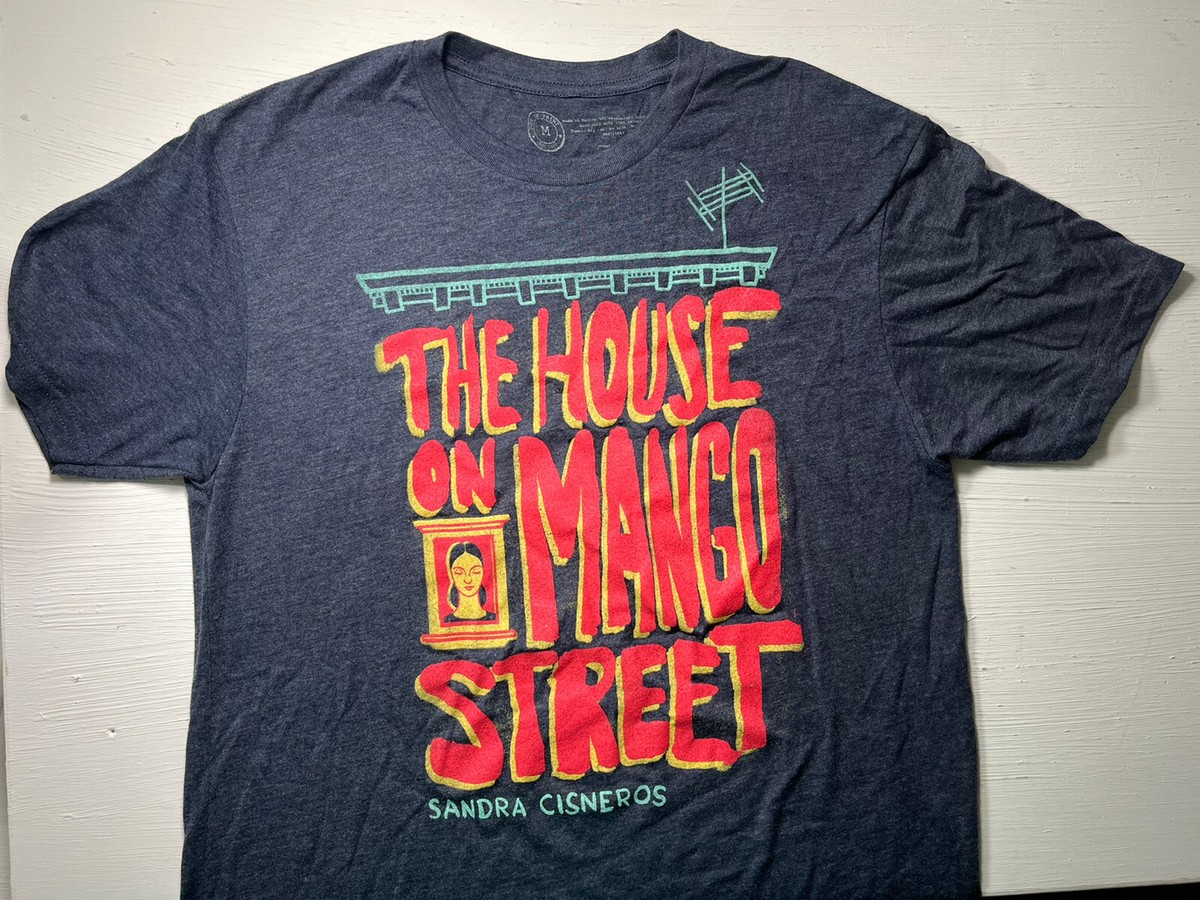 Women's T-Shirts [Out of Print] Sandra Cisneros / The House on Mango Street Womens Relaxed Fit Tee (Navy Blue) The House on Mango Street shirt Medium M UnisexGray Out Of