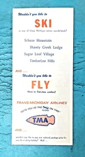 1970S TRANS MICHIGAN AIRLINES MICHIGAN SKI RESORTS ADVERTISING BROCHURE