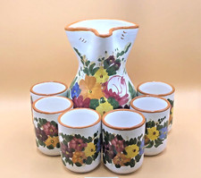 7 pezzi Brocca succo brocca Pulsinelli Palena maiolica Italia dipinta a mano anni 60-70