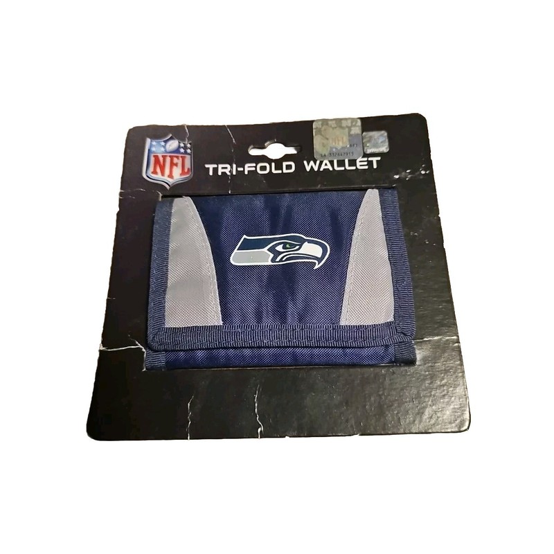 New NFL Licensed Nylon Tri-Fold Wallet w/ Clear Pocket Seattle Seahawks