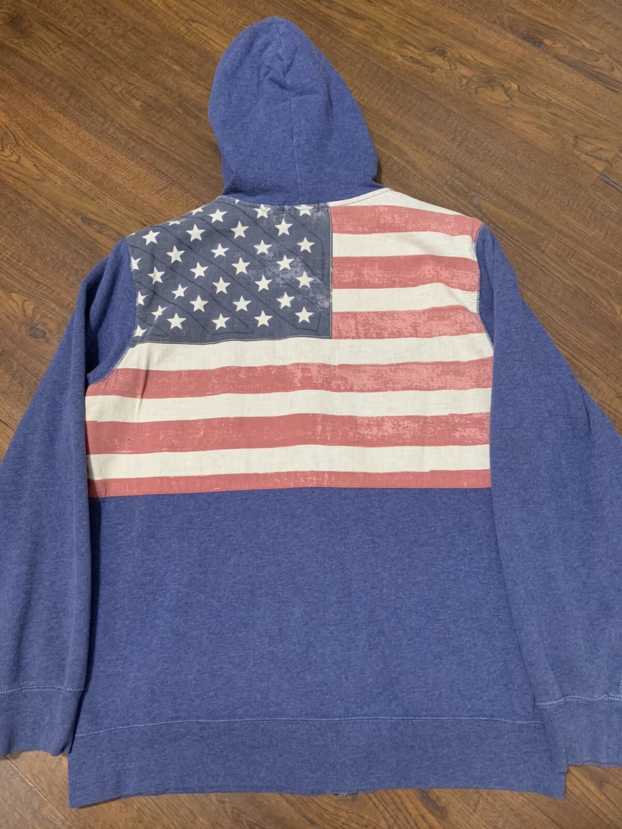 denim supply ralph lauren Mens distressed flag Blue Hoodie
