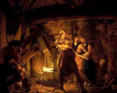 An Iron Forge by Joseph Wright 8x10'' Professional Art Print