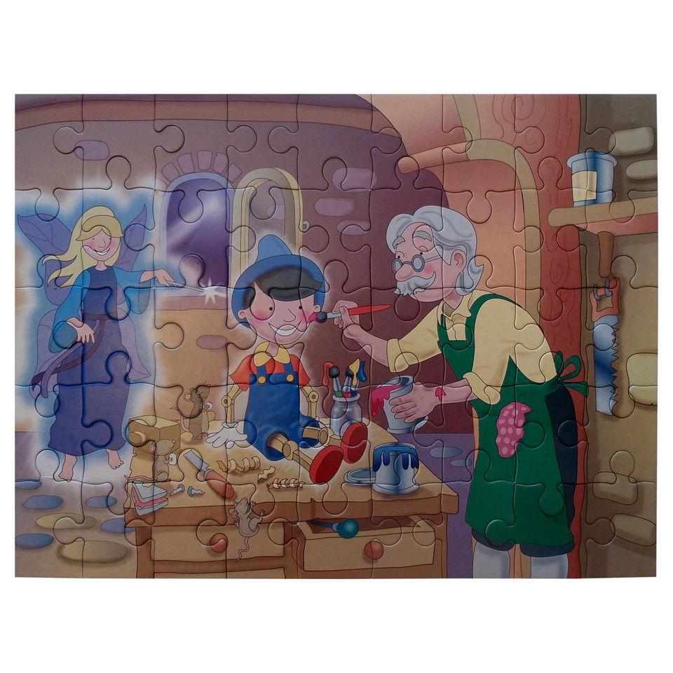 Grafix 4 X Fiaba Puzzle ALADDIN Pinocchio Giungla Libro Peter Pan Famiglia Fun - Immagine 3 di 4