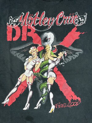 Vintage Motley Crue Shirt Dr Feelgood Concert Tour T-Shirt XL RARE