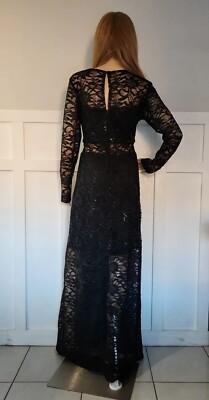 Bisou Bisou Maxi Floral Black Lace Dress long sleeves Size 12 Used | eBay Bisou Bisou Maxi Floral Black Lace Dress long sleeves Size 12 Used | eBay