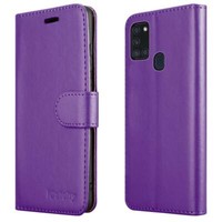 For Samsung Galaxy A21s Phone Case Leather Wallet Flip Folio Stand View Cover