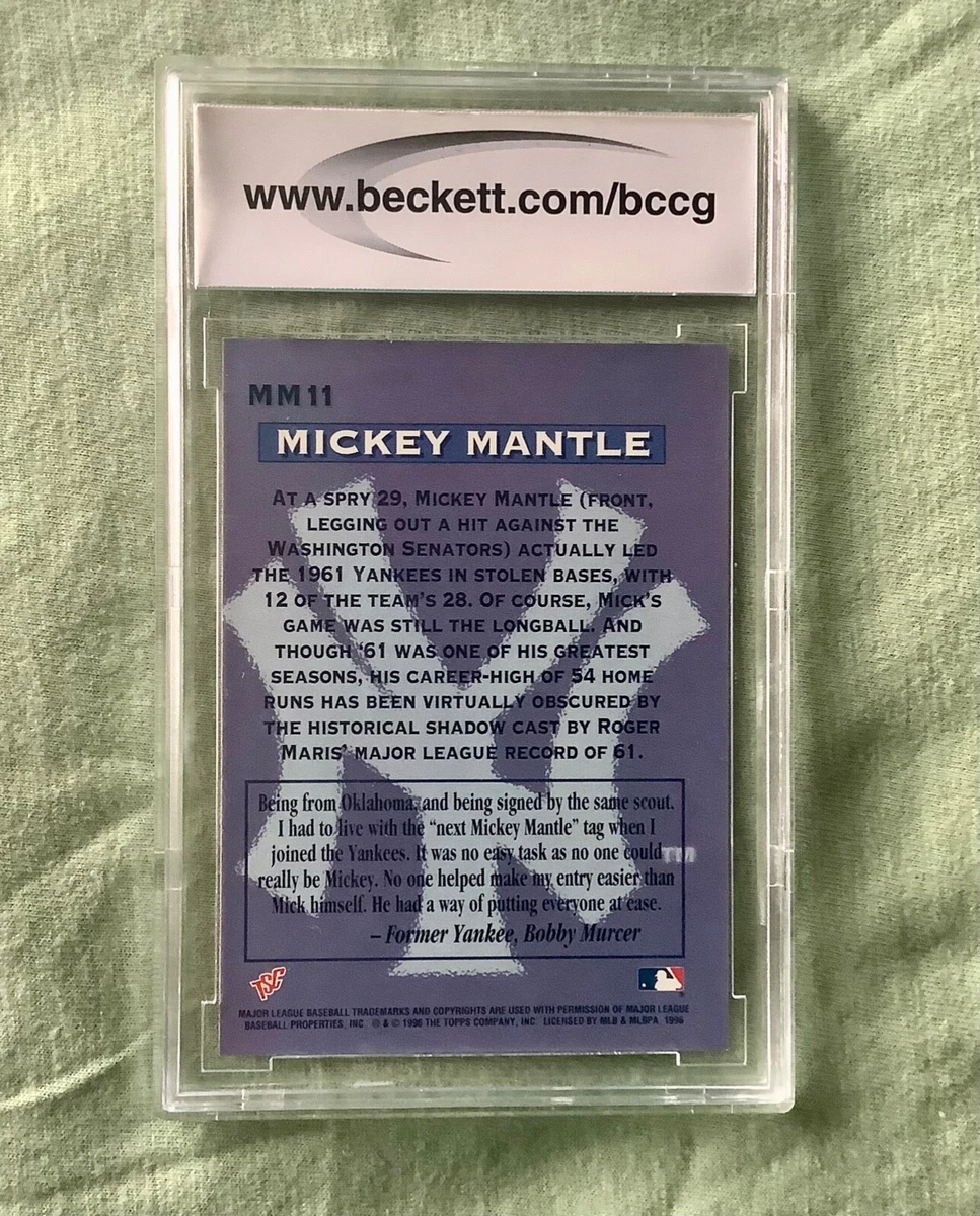 1996 Stadium Club Mantle #MM2 Mickey Mantle with Game-Used Baseball Bat  (BCCG 10)