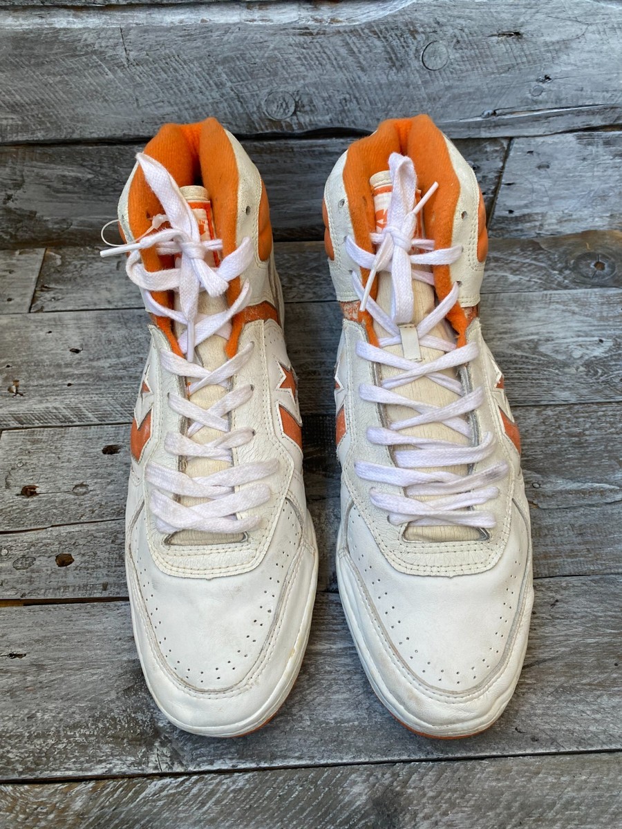 Vintage 80s converse cons white leather hi-top basketball sneakers
