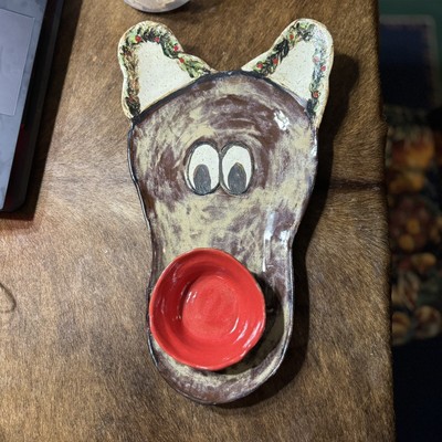 NEW ~ Etta B  Pottery old stock-RED NOSED REINDEER