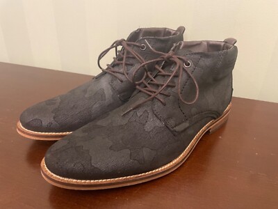 HTF Steve Madden Commander Mens Camo Black Leather Lace Up  display picture 3