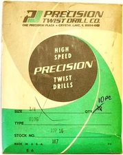 PRECISION TWIST DRILL R10S 1/4" J.L., 118 POINT, HSS, DRILL BIT (10PC NEW)