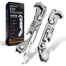 EDC Multitool 7 in 1 with knife Wrench Folding Knife Screwdriver Bottle Opene...