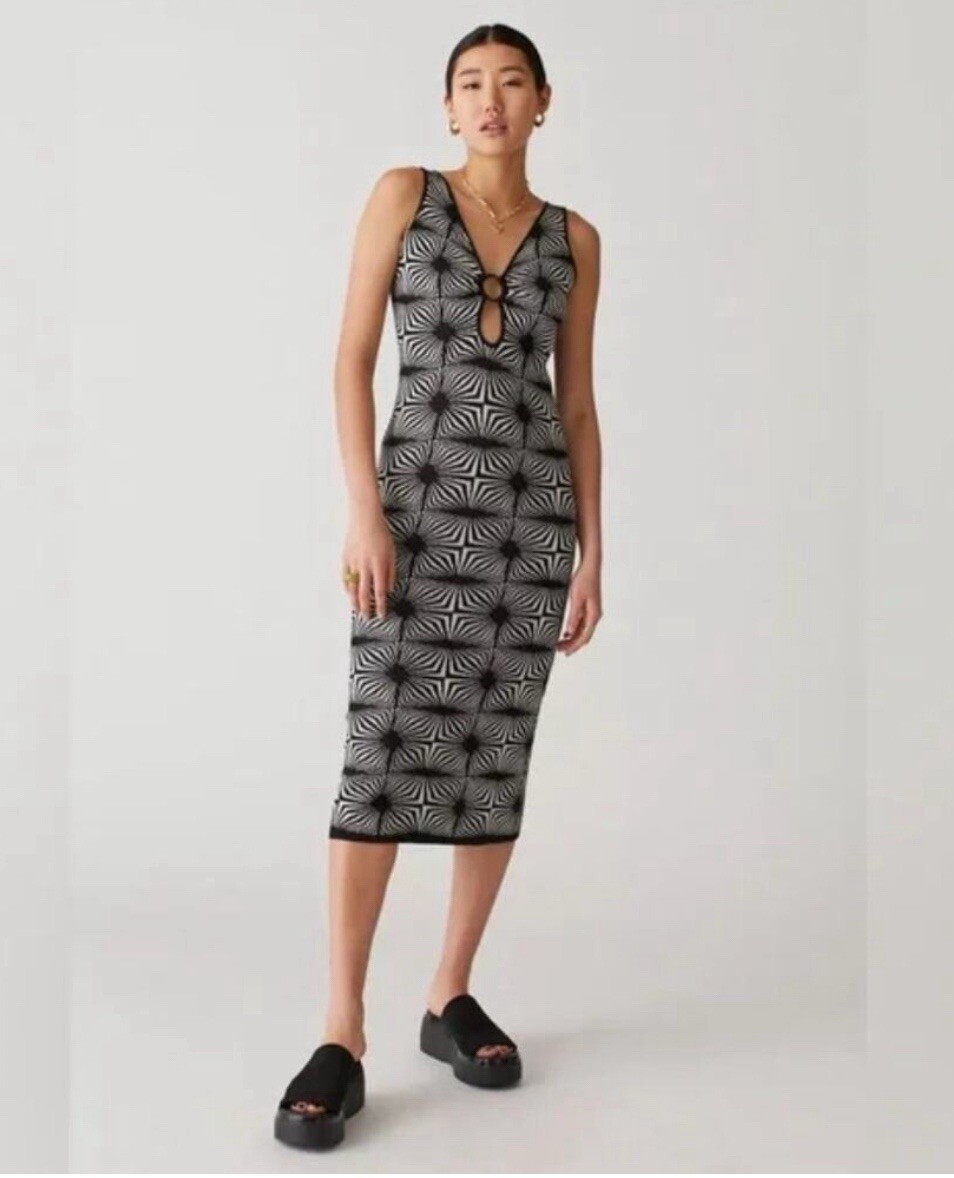 House Of Harlow 1960s Black And White Knit Dress- S | eBay