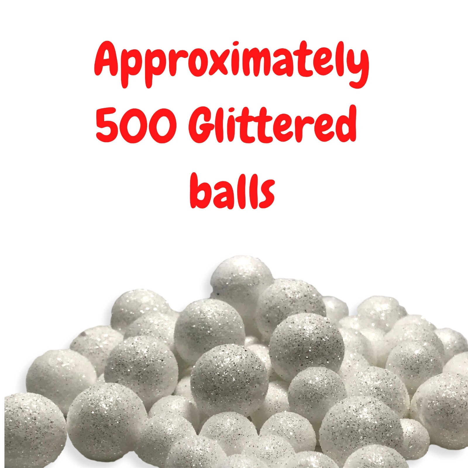 White Glitterd Foam Balls-About 500 Glitter Vase Filler Decorative Balls #3581-2