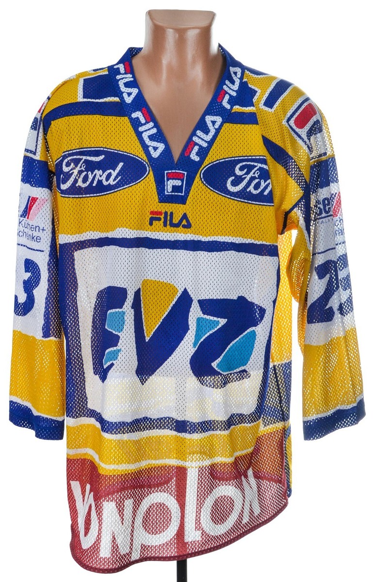 専用　Mサイズ EV ZUG SWITZERLAND ICE HOCKEY SHIRT FILA XL MCDOUGALL #23 | eBay